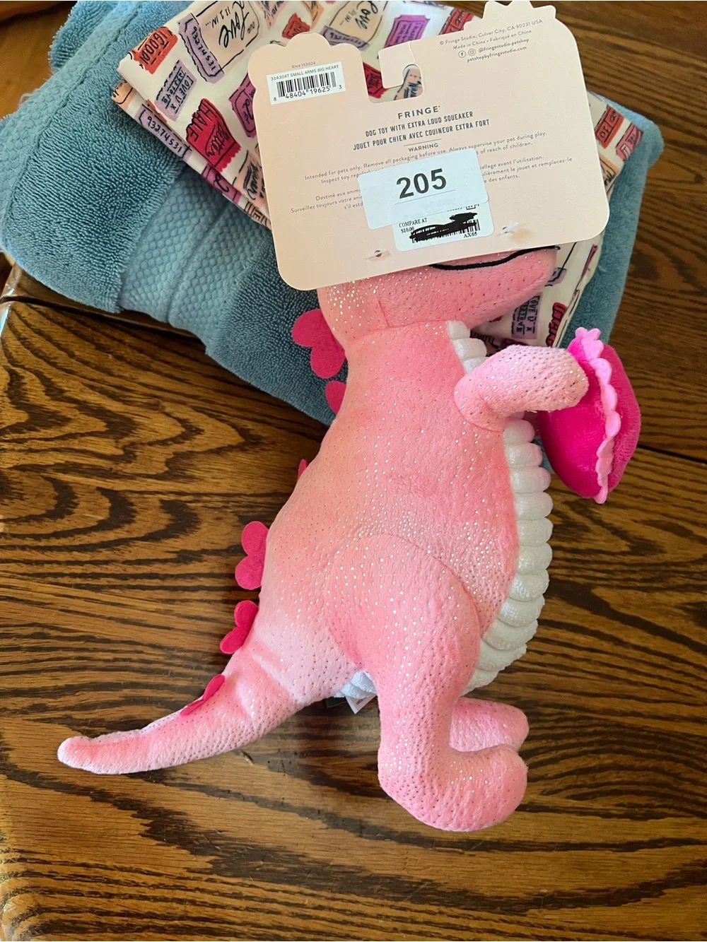 Fringe Studio Pink & White Love-Saur Dino Dog Toy